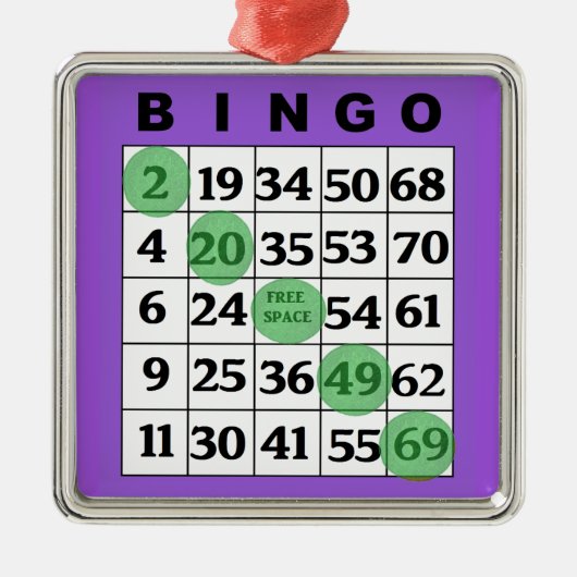 Paarse BINGO-Kaart | Kerstmis van BINGO Lover Metalen Ornament (Voorkant)
