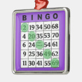 Paarse BINGO-Kaart | Kerstmis van BINGO Lover Metalen Ornament (Links)