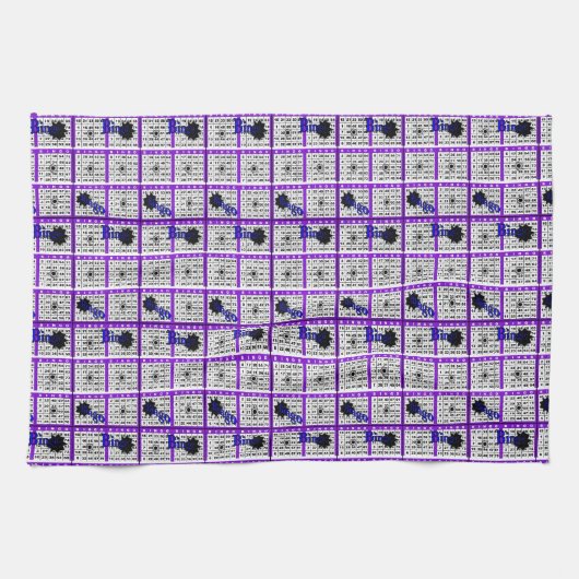 Paarse Bingo Kaart Theedoek (Horizontaal)