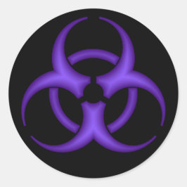 Paarse Biohazard Symbool Sticker