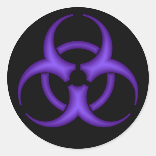 Paarse Biohazard Symbool Sticker (Voorkant)