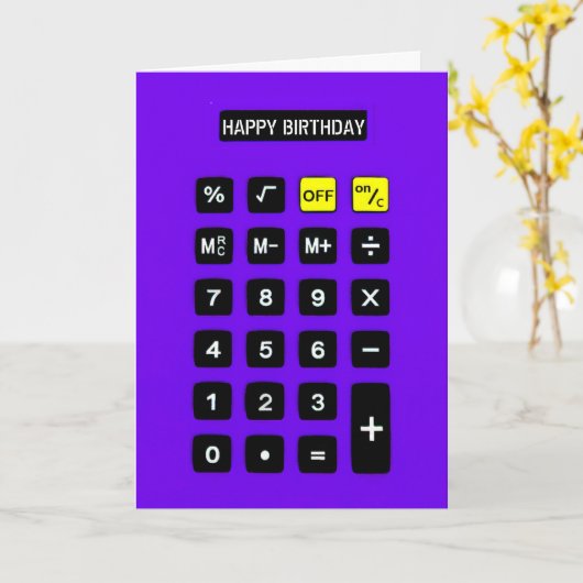 Paarse Birthday Calculator Kaart (Gele Bloem)