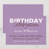 Paarse Birthday-uitnodigingen voor Mod-kleuren Kaart (Voorkant / Achterkant)