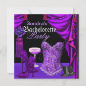 Paarse Black Corset Bachelorette Party Shoes Kaart (Voorkant)