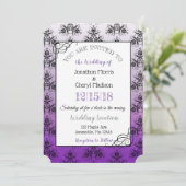 Paarse Black Damask Classy Weddenschappen Kaart (Staand voorkant)