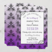 Paarse Black Damask Classy Weddenschappen Kaart (Voorkant / Achterkant)