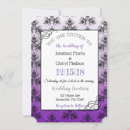 Paarse Black Damask Classy Weddenschappen Kaart