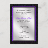 Paarse Black Damask Diamond-ontvangstkaart Informatiekaartje (Achterkant)