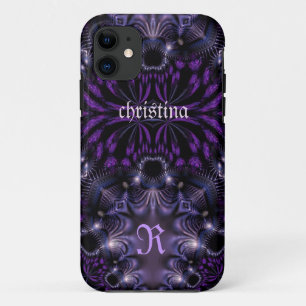 Paarse Black Exotic Gothic Custom Name iPhone 5 11 Hoesje