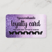 Paarse Black Glitter Butterfly Klantkorting Klantenkaartje (Voorkant)