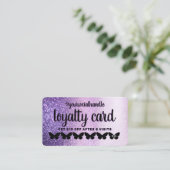 Paarse Black Glitter Butterfly Klantkorting Klantenkaartje (Staand voorkant)