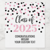 Paarse Black Glitter Klasse van 2025 Afstuderen Wijn Etiket (Enkel label)