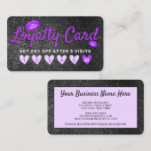 Paarse Black Glitter Lips Hearts Klantkorting Klantenkaartje (Voorkant / Achterkant)