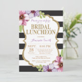 Paarse Black Gold Bridal Luncheon Kaart (Staand voorkant)