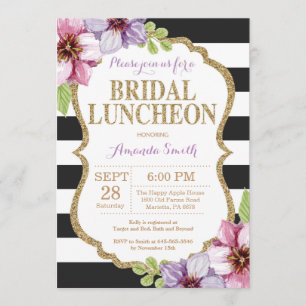 Paarse Black Gold Bridal Luncheon Kaart