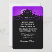 Paarse Black Haunted House Halloween Party Uitnodi Kaart (Achterkant)