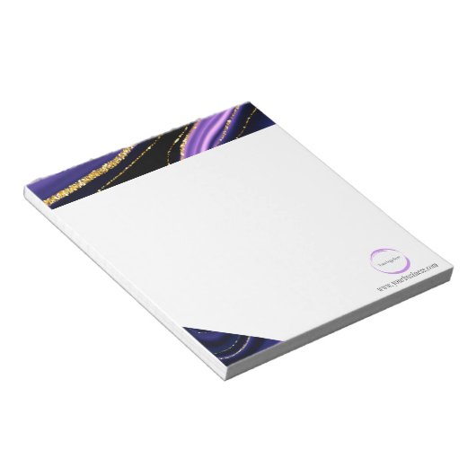 Paarse Black Marble Business Branding Notitieblok (Schuin)