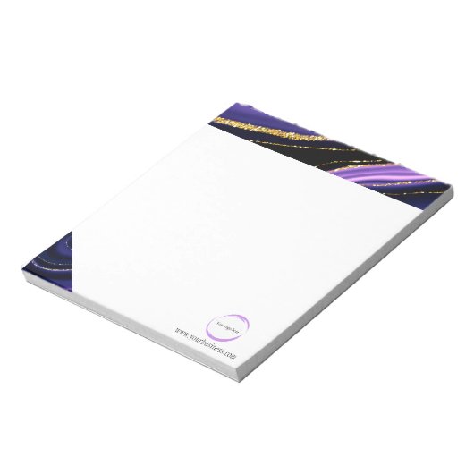 Paarse Black Marble Business Branding Notitieblok (Linkerzijde)