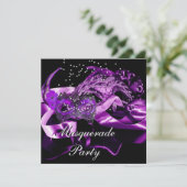 Paarse Black Masquerade Ball Party Kaart (Staand voorkant)