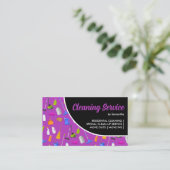 Paarse Black Modern House Cleaning Service Visitekaartje (Staand voorkant)