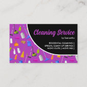 Paarse Black Modern House Cleaning Service Visitekaartje (Voorkant)