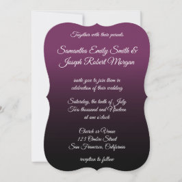 Paarse Black Ombre Elegant Calligraphy Wedding Kaart