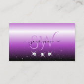 Paarse Black Ombre Sparkle Jewels Initialen Trendy Visitekaartje (Voorkant)
