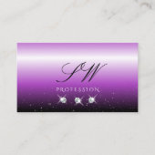 Paarse Black Ombre Sparkle Jewels Monogram Trendy Visitekaartje (Voorkant)