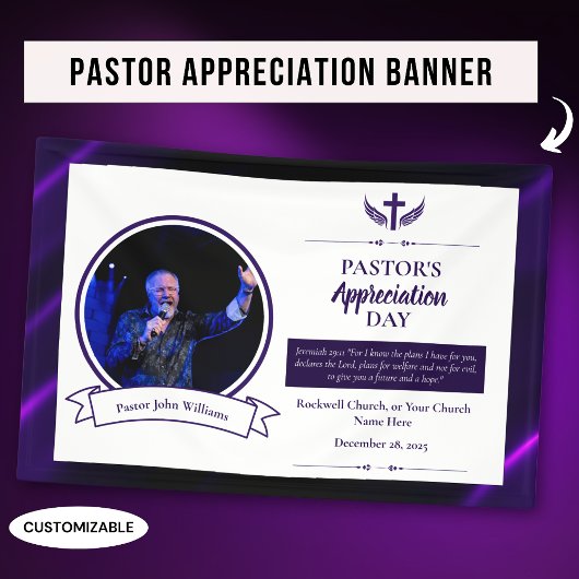 Paarse Black Pastor Appreciation Church Evenement Spandoek