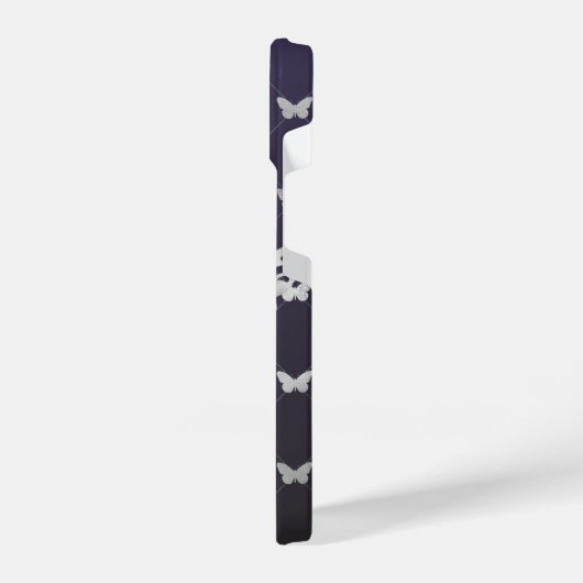 Paarse Black Silver Butterflies iPhone 14 Hoesjes iPhone Hoesje (Linkerkant)