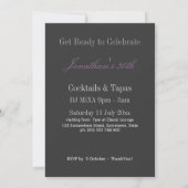 Paarse Black Stripy Diamonds Birthday Party Invite Kaart (Achterkant)