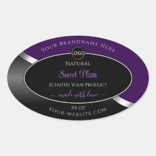 Paarse Black Wavy Silver met Logo-productetiketten Ovale Sticker