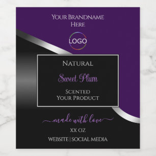 Paarse Black Wavy Silver met Logo-productetiketten Wijn Etiket