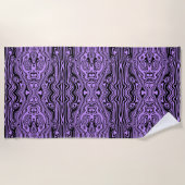 Paarse Black Wavy Stripe Strandlaken (Voorkant)