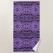 Paarse Black Wavy Stripe Strandlaken (Voorkant)