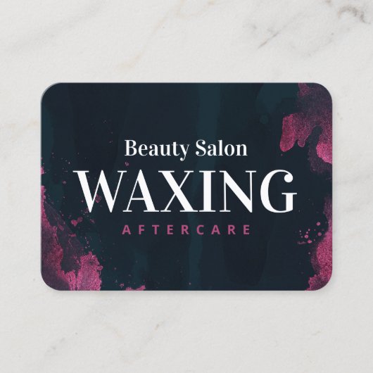 Paarse Black Waxing Aftercare Card Visitekaartje (Voorkant)