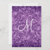 Paarse Black White Damask Wedding Invitation Kaart (Achterkant)