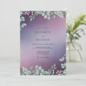 Paarse blad Eucalyptus Bruiloft Kaart (Staand voorkant)