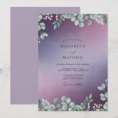 Paarse blad Eucalyptus Bruiloft Kaart (Voorkant / Achterkant)