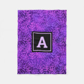 Paarse bladbladeren patroon modern vet monogram fleece deken (Voorkant)