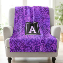Paarse bladbladeren patroon modern vet monogram