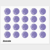 Paarse bladcirkel Initialen Ronde Sticker (Vel)