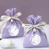 Paarse bladcirkel Initialen Ronde Sticker