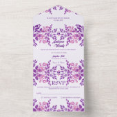 Paarse bladeren bruiloft thema all in one uitnodiging (Binnen)