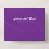 Paarse bladeren bruiloft thema all in one uitnodiging (Achterkant)
