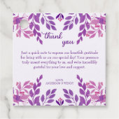 Paarse bladeren bruiloft thema bedankjes labels (Voorkant)