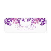 Paarse bladeren bruiloft thema etiket (Voorkant)