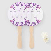Paarse bladeren bruiloft thema handwaaier (Voorkant en achterkant)