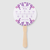 Paarse bladeren bruiloft thema handwaaier (Voorkant)