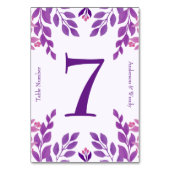 Paarse bladeren bruiloft thema kaart (Achterkant)